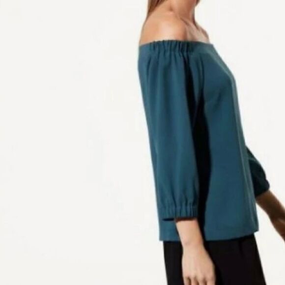 ARITZIA Babaton Rodrigo Off The Shoulder teal Blouse dark aqua green sMALL K1 - Picture 2 of 13